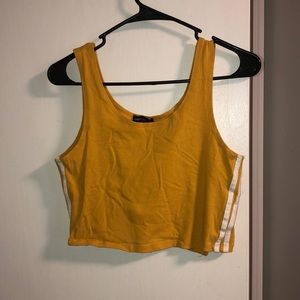 Yellow with white stripe cropped tank top